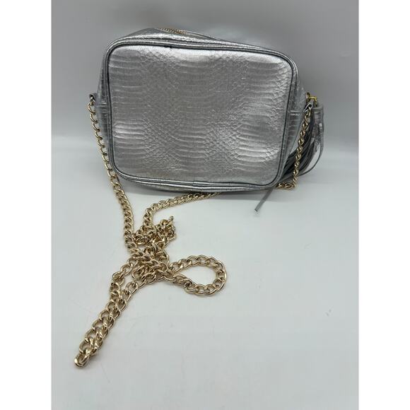 Victoria's Secret Handbag Crossbody Purse Silver Gold Chain Strap Tassel Snake - Picture 4 of 9